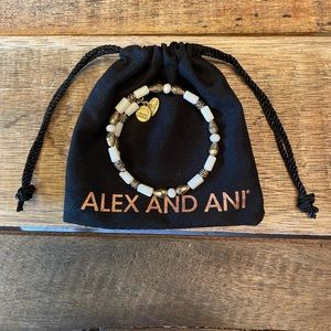 Alex and Ani White and Gold Bead Bracelet